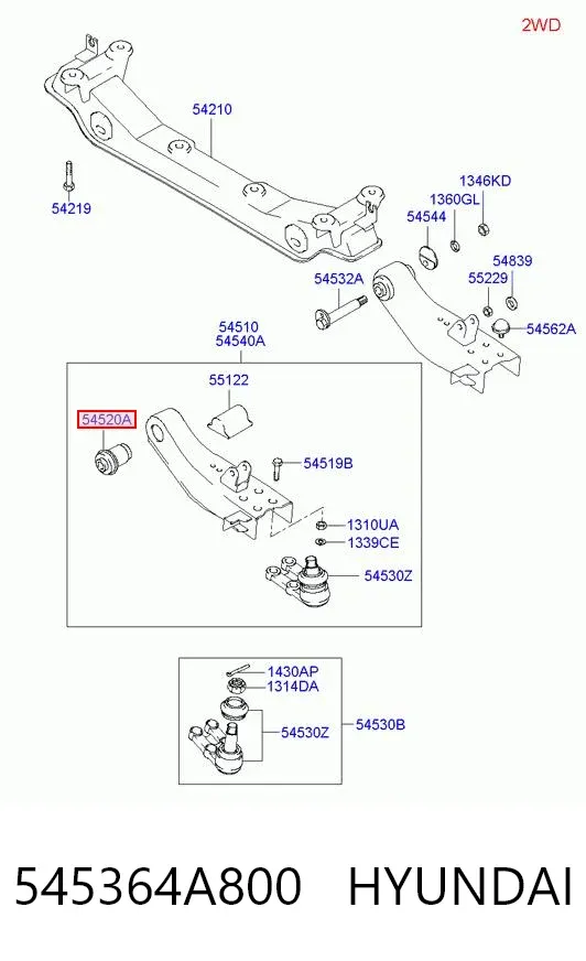 Silentblock del brazo de suspensión 545364A800 Hyundai/Kia