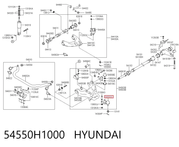 Rótula inferior de suspensión 54550H1000 Hyundai/Kia