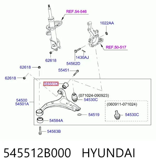 Silentblock del brazo de suspensión 545512B000 Hyundai/Kia