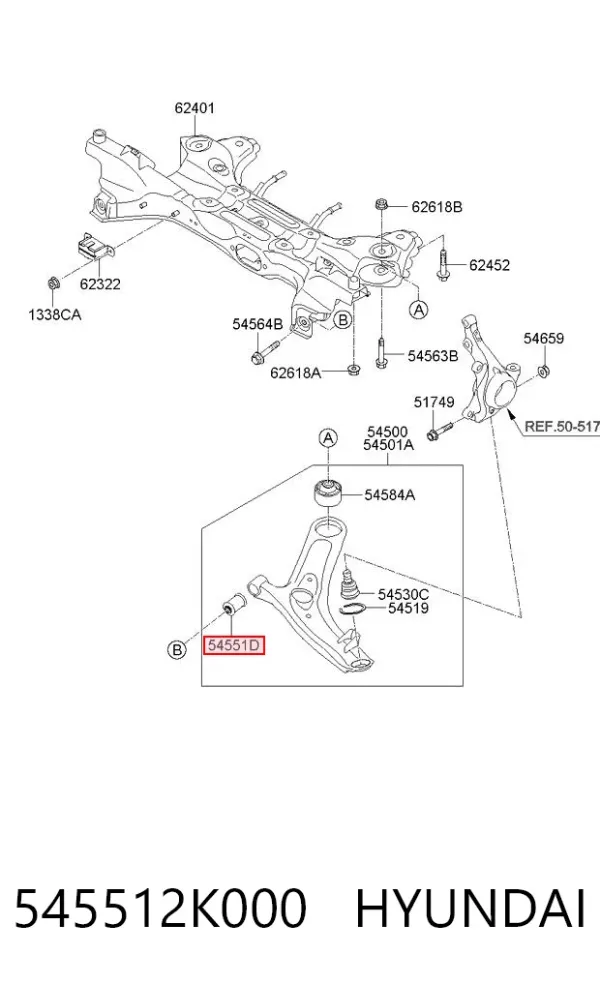 Silentblock del brazo de suspensión 545512K000 Hyundai/Kia