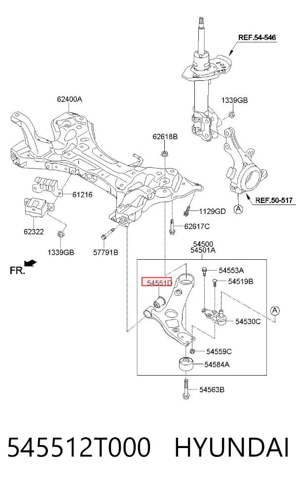 Silentblock del brazo de suspensión 545512T000 Hyundai/Kia