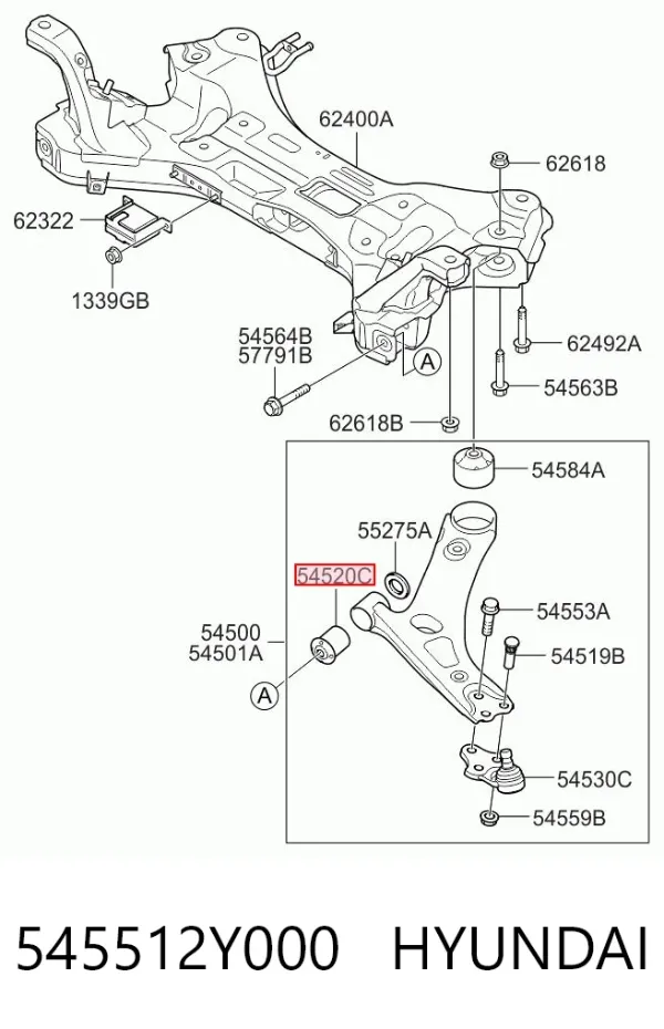 Silentblock del brazo de suspensión 545512Y000 Hyundai/Kia