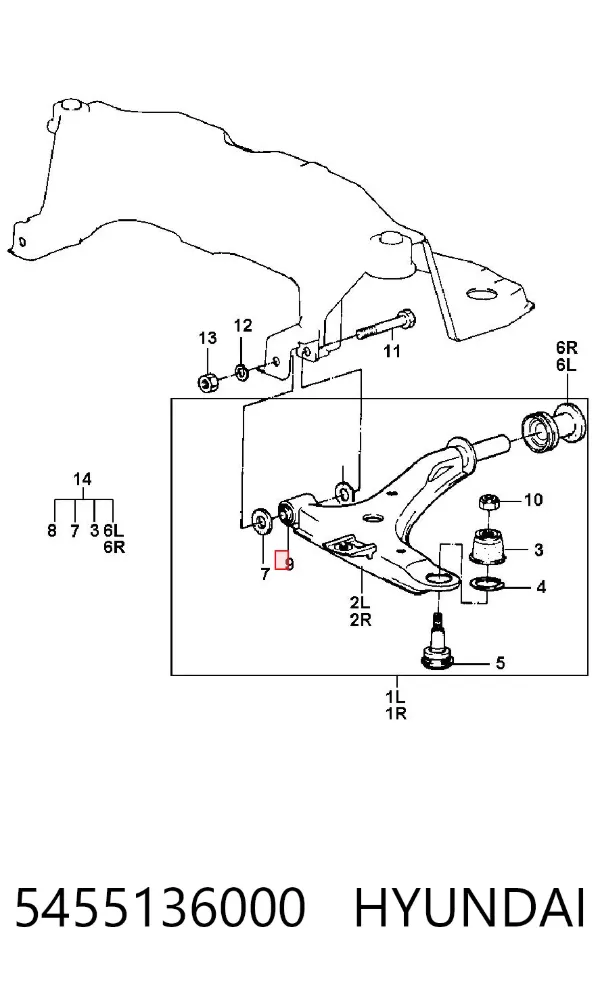 Silentblock del brazo de suspensión 5455136000 Hyundai/Kia