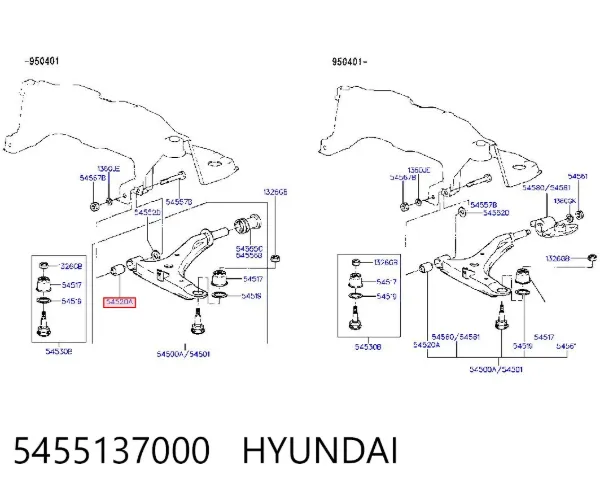 Silentblock del brazo de suspensión 5455137000 Hyundai/Kia