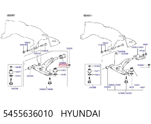 Silentblock del brazo de suspensión 5455636010 Hyundai/Kia