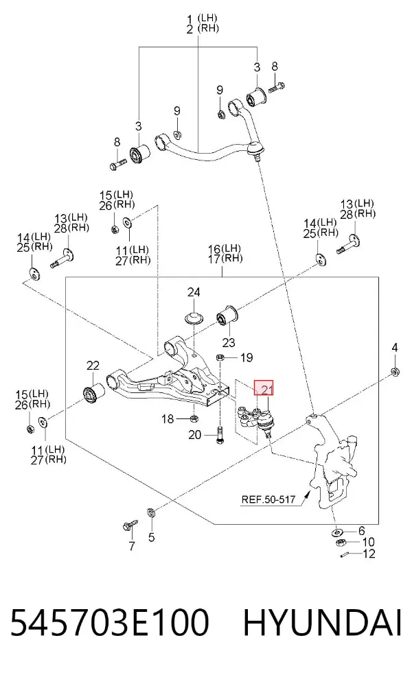 Rótula inferior de suspensión 545703E100 Hyundai/Kia