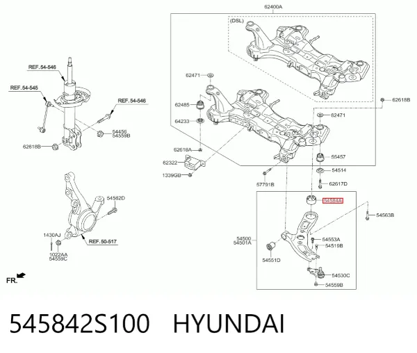 Silentblock del brazo de suspensión 545842S100 Hyundai/Kia