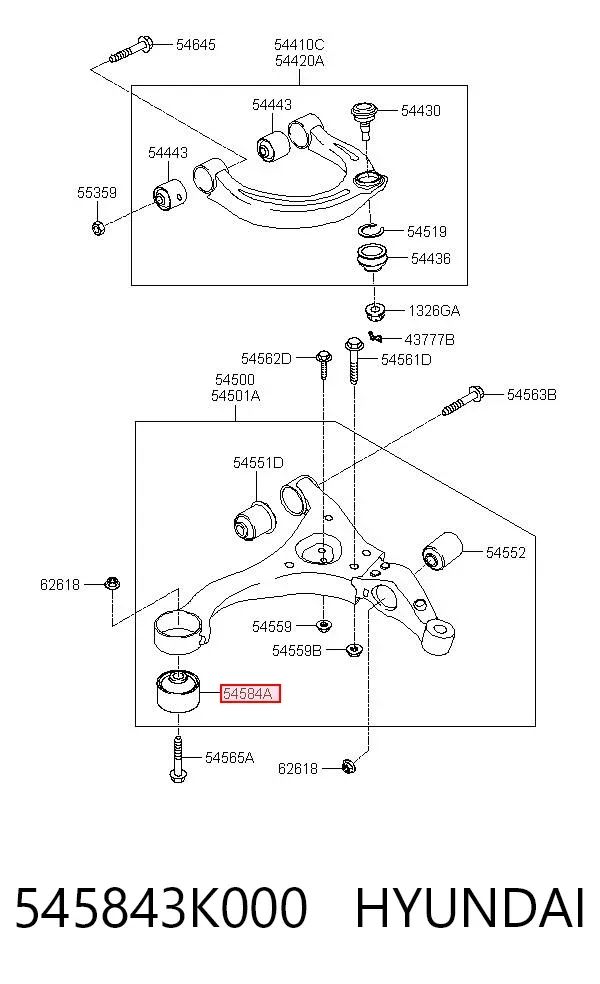 Silentblock del brazo de suspensión 545843K000 Hyundai/Kia