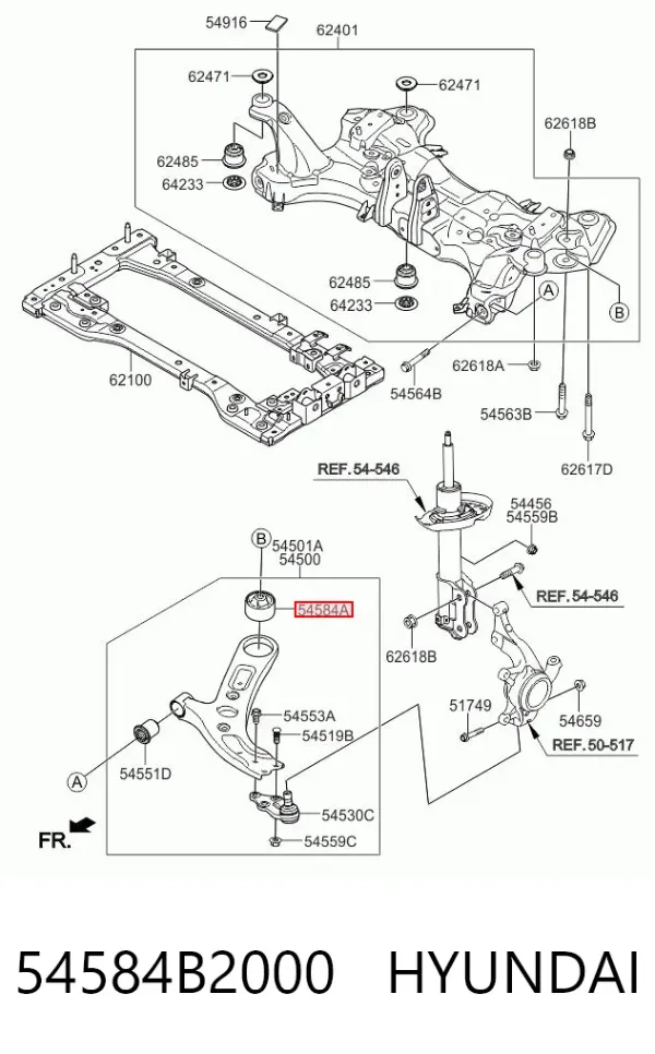 Silentblock del brazo de suspensión 54584B2000 Hyundai/Kia