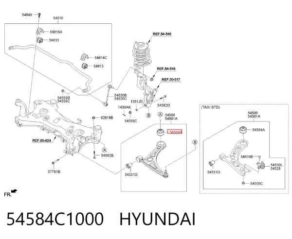 Silentblock del brazo de suspensión 54584C1000 Hyundai/Kia
