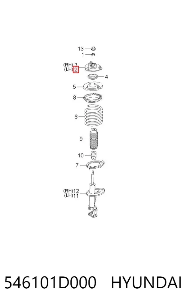 Soporte del amortiguador delantero izquierdo 546101D000 Hyundai/Kia