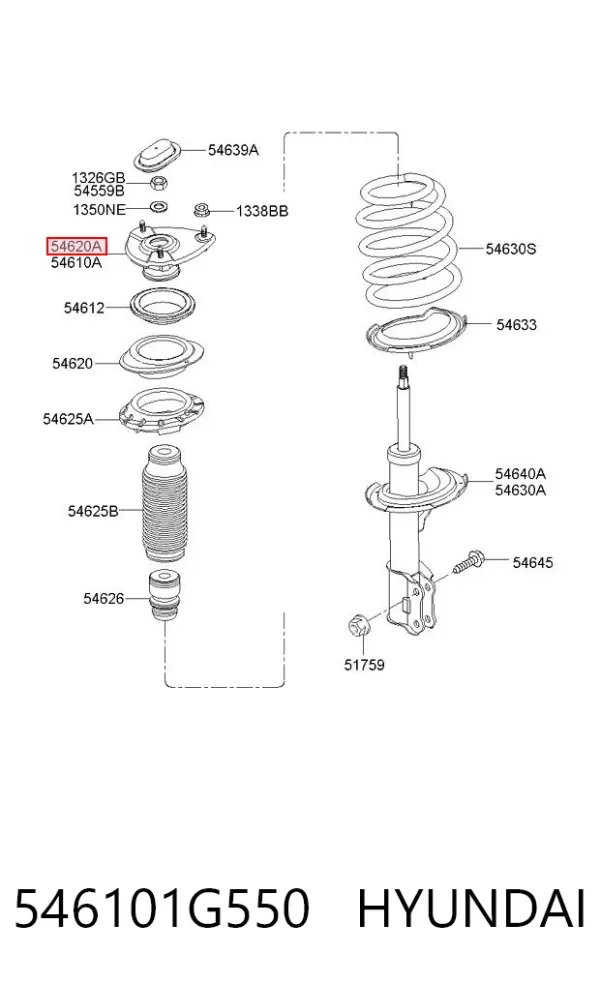 Soporte del amortiguador delantero derecho 546101G550 Hyundai/Kia