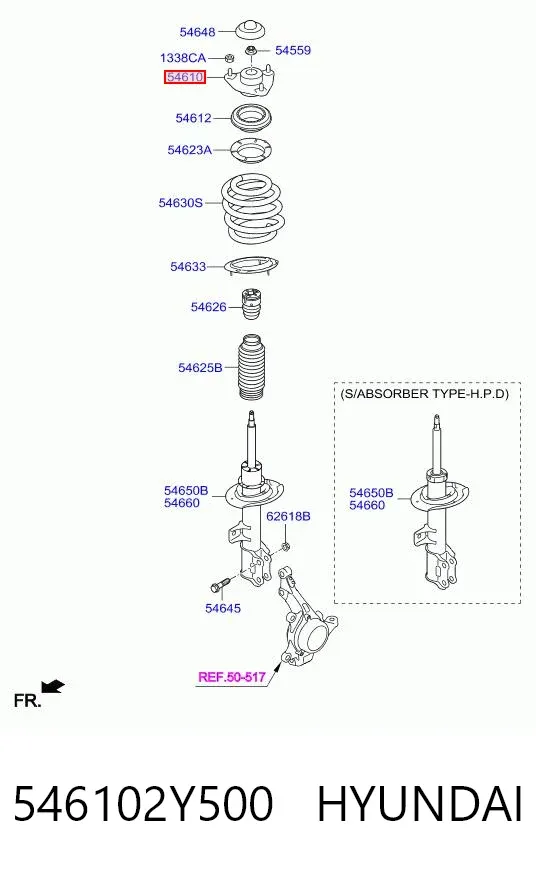 Soporte del amortiguador delantero 546102Y500 Hyundai/Kia