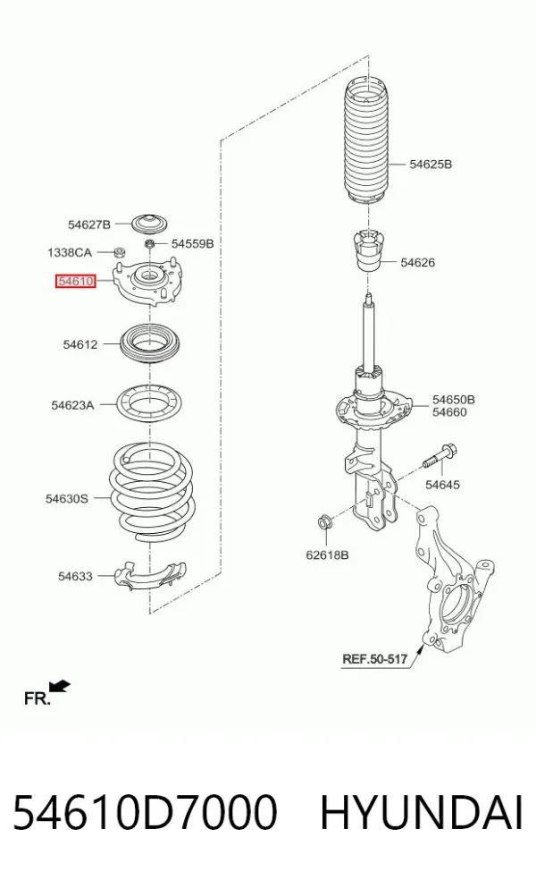 Soporte del amortiguador delantero 54610D7000 Hyundai/Kia