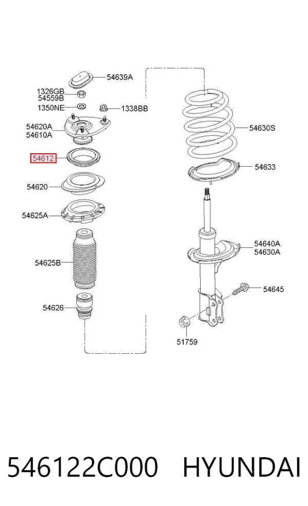 Rodamiento de soporte del amortiguador delantero 546122C000 Hyundai/Kia