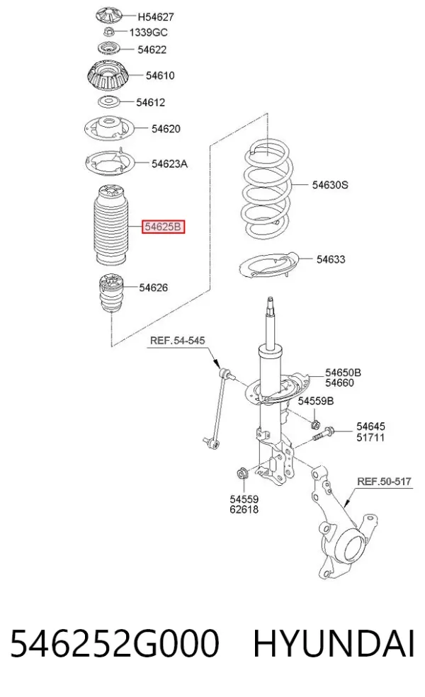 Fuelle, amortiguador delantero 546252G000 Hyundai/Kia