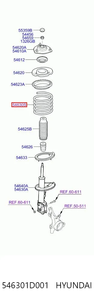 Muelle delantero 546301D001 Hyundai/Kia
