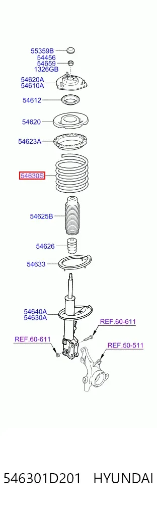 Muelle delantero 546301D201 Hyundai/Kia