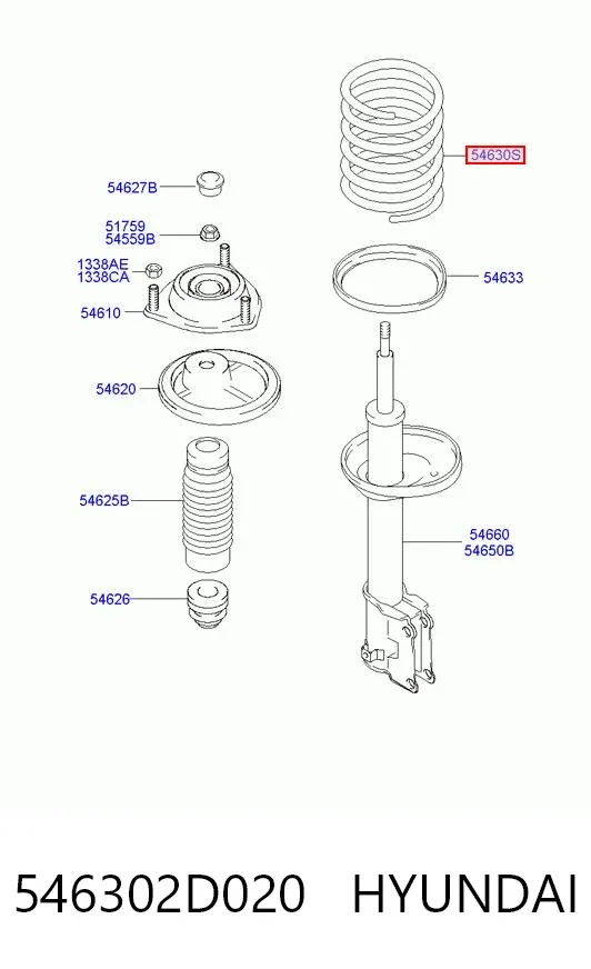 Muelle delantero 546302D020 Hyundai/Kia