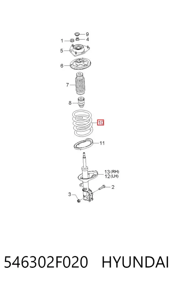 Muelle delantero 546302F020 Hyundai/Kia