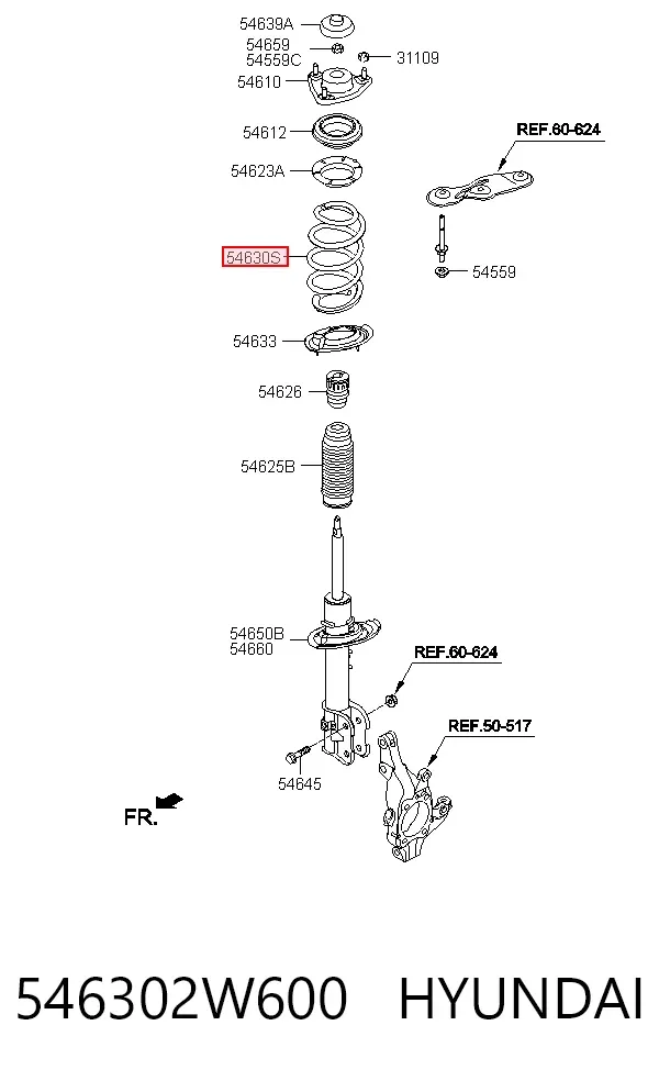 Muelle delantero 546302W600 Hyundai/Kia