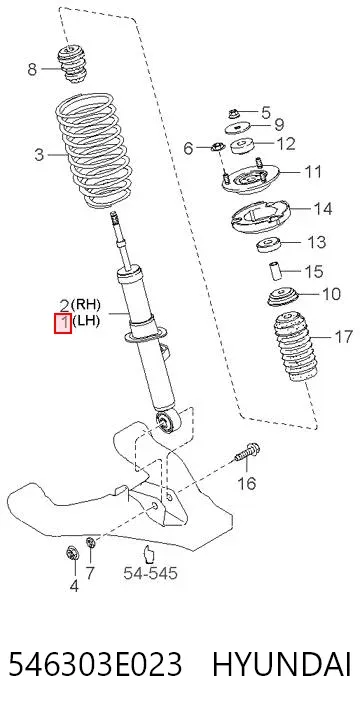 Amortiguador delantero izquierdo 546303E023 Hyundai/Kia