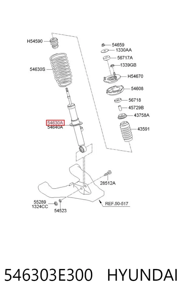 Amortiguador delantero izquierdo 546303E300 Hyundai/Kia