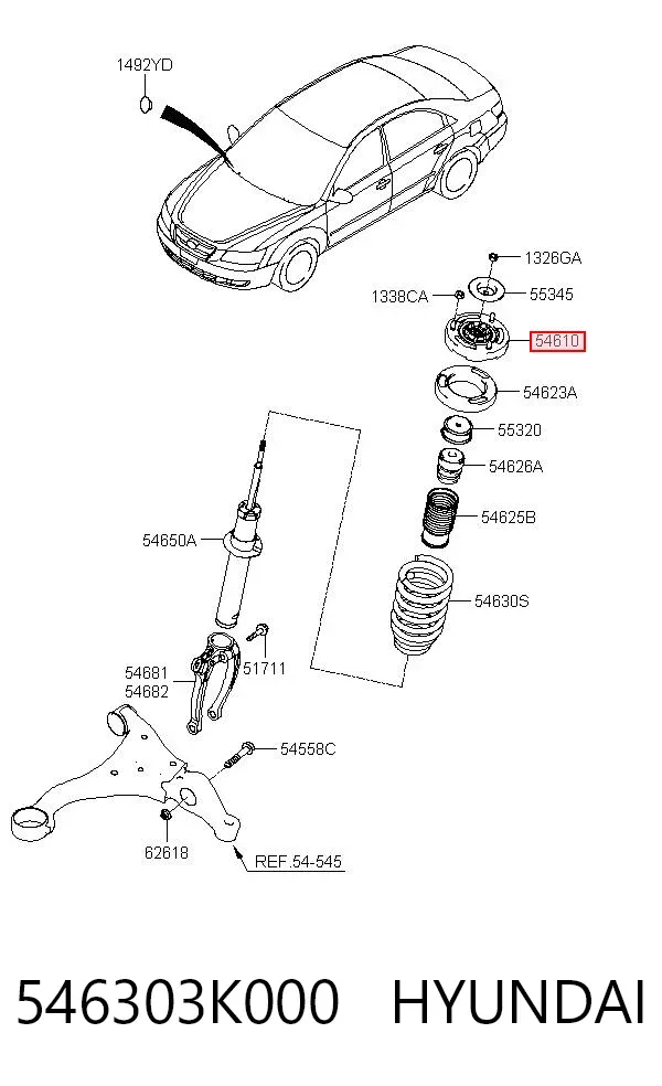 Soporte del amortiguador delantero 546303K000 Hyundai/Kia