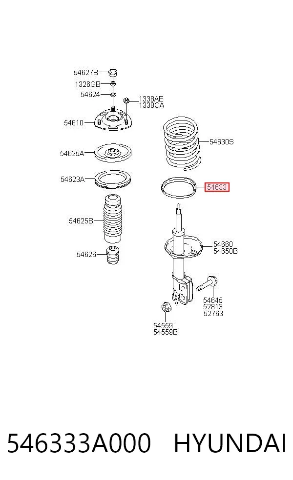 Espaciador de goma inferior del resorte delantero 546333A000 Hyundai/Kia