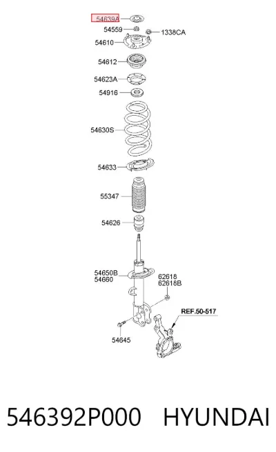 Cubierta de soporte del amortiguador delantero HYUNDAI 546392P000
