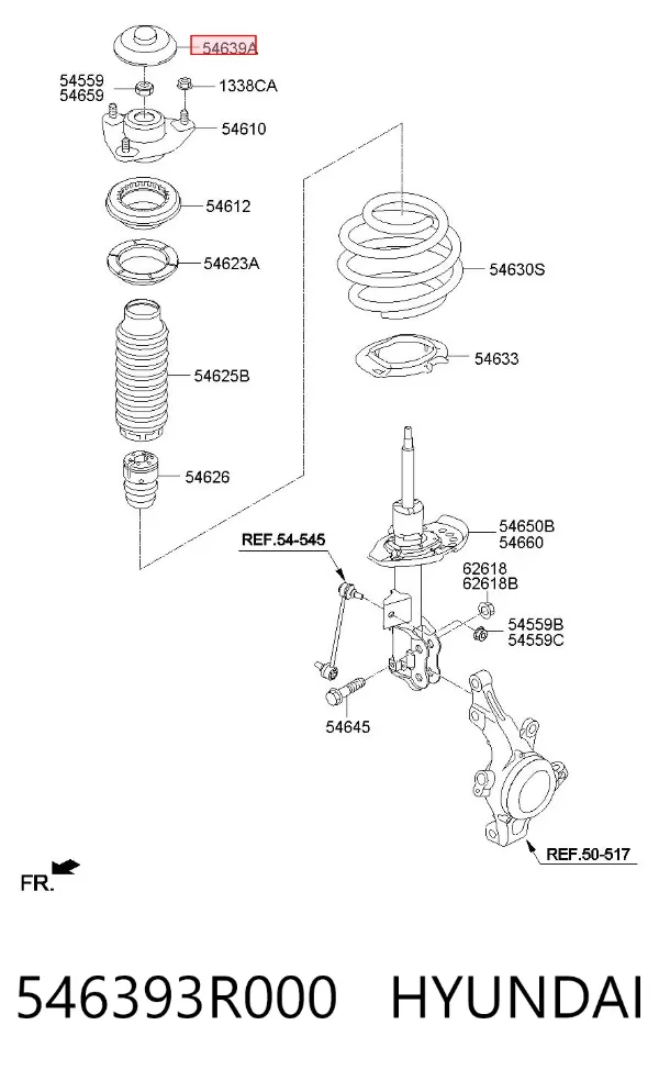 Cubierta de soporte del amortiguador delantero 546393R000 Hyundai/Kia