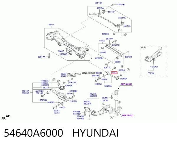 Perno interior del brazo de caída trasero 54640A6000 Hyundai/Kia