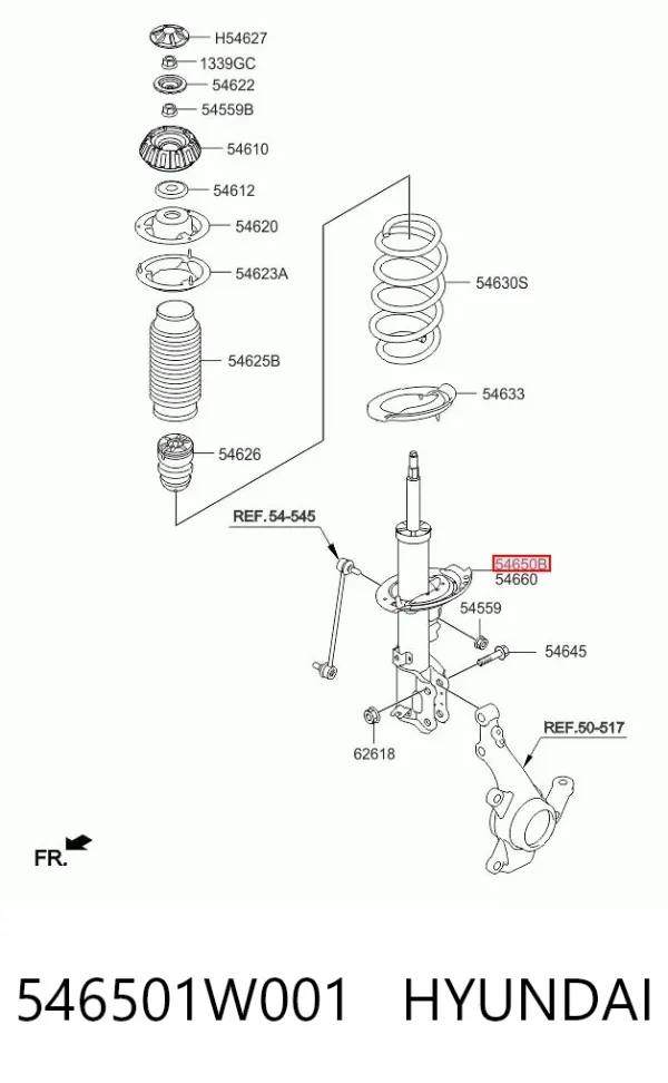 Amortiguador delantero izquierdo 546501W001 Hyundai/Kia