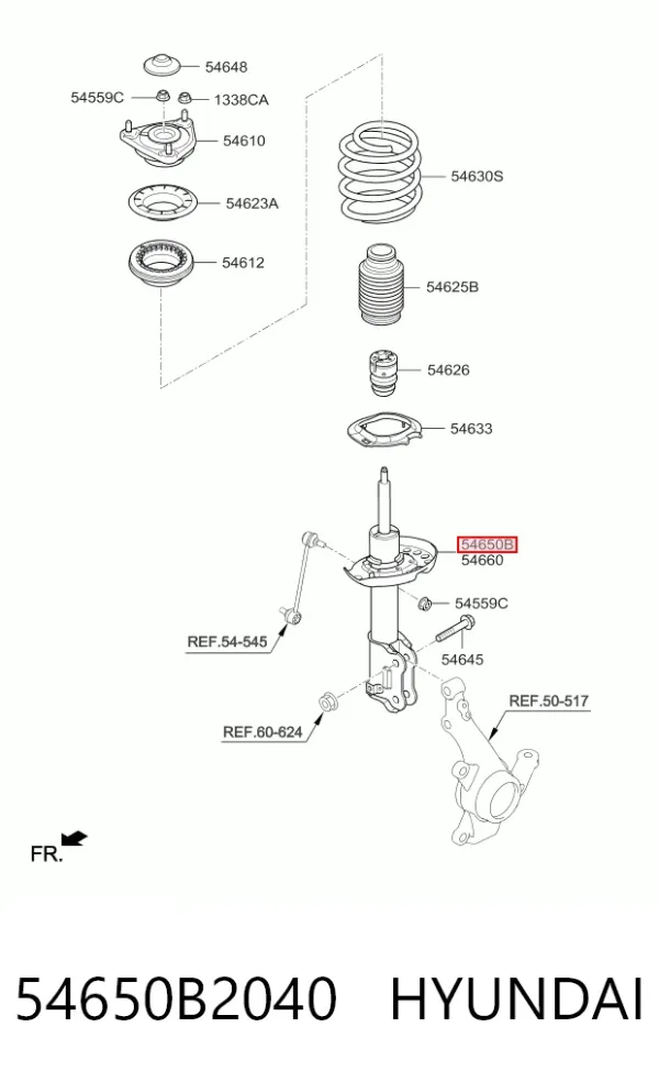 Amortiguador delantero izquierdo 54650B2040 Hyundai/Kia