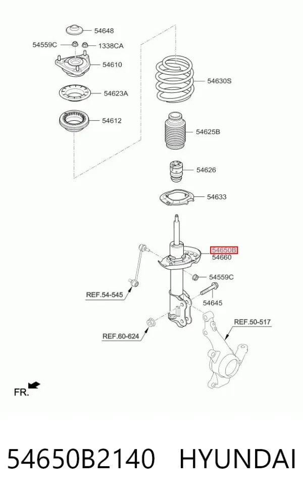 Amortiguador delantero izquierdo 54650B2140 Hyundai/Kia