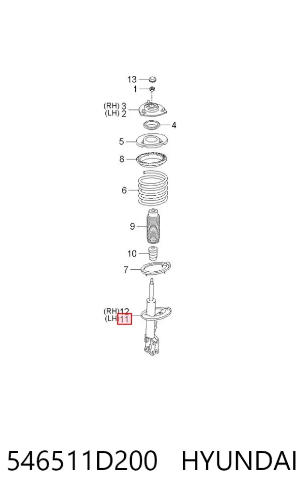 Amortiguador delantero izquierdo 546511D200 Hyundai/Kia