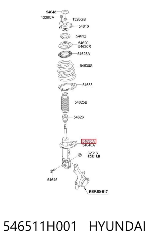 Amortiguador delantero izquierdo 546511H001 Hyundai/Kia