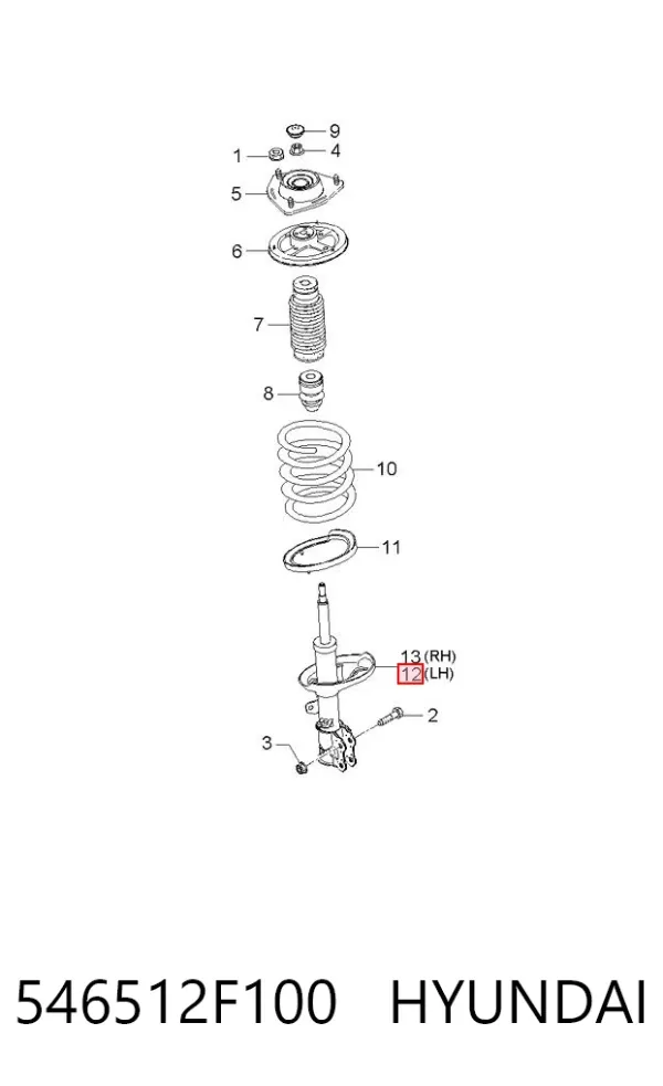 Amortiguador delantero izquierdo 546512F100 Hyundai/Kia