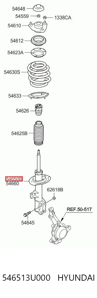 Amortiguador delantero izquierdo 546513U000 Hyundai/Kia