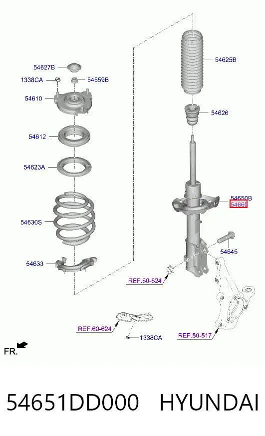 Amortiguador delantero derecho 54651DD000 Hyundai/Kia