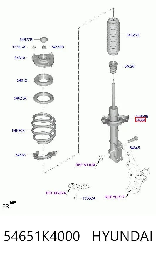 Amortiguador delantero derecho 54651K4000 Hyundai/Kia