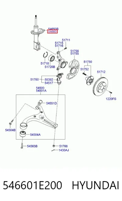 Amortiguador delantero derecho HYUNDAI 546601E200