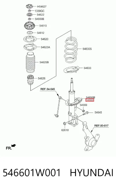 Amortiguador delantero derecho HYUNDAI 546601W001
