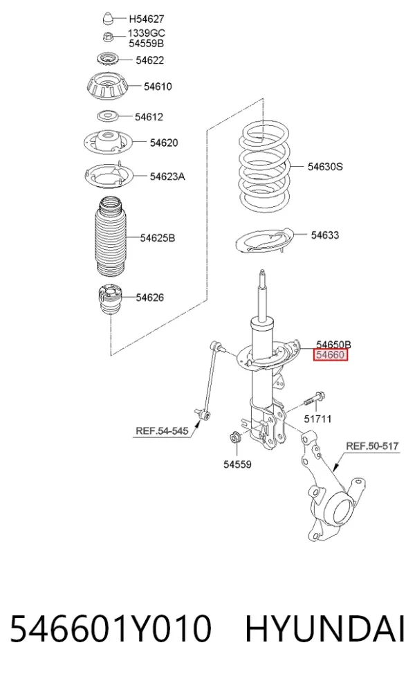 Amortiguador delantero derecho 546601Y010 Hyundai/Kia