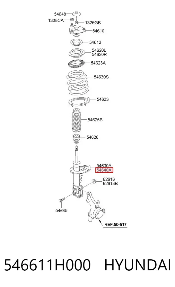 Amortiguador delantero derecho 546611H000 Hyundai/Kia