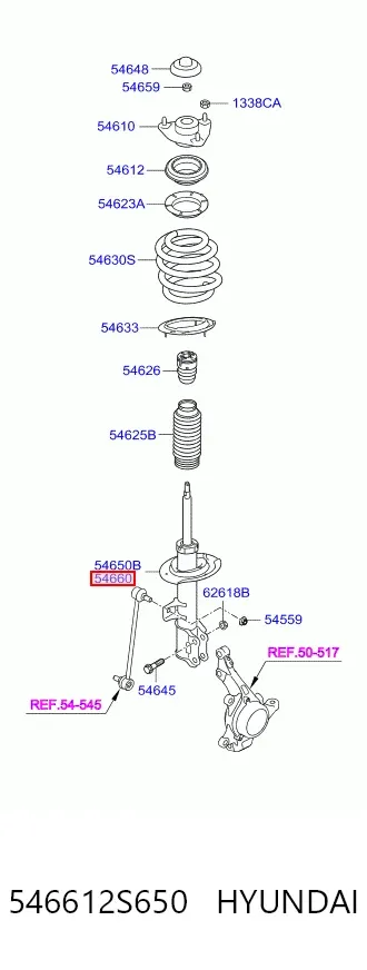 Amortiguador delantero derecho 546612S650 Hyundai/Kia