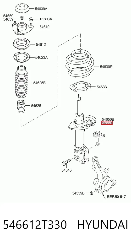 Amortiguador delantero derecho 546612T330 Hyundai/Kia