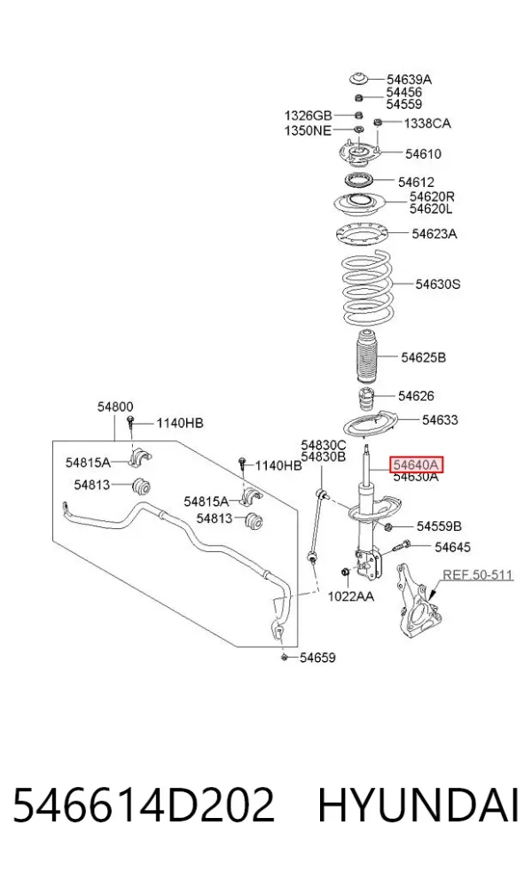 Amortiguador delantero derecho 546614D202 Hyundai/Kia
