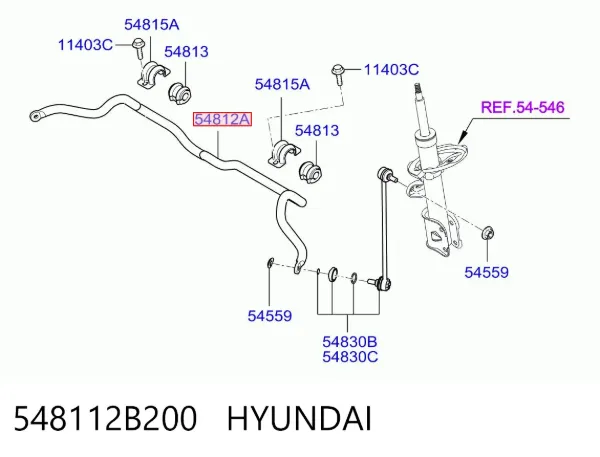Estabilizador delantero 548112B200 Hyundai/Kia