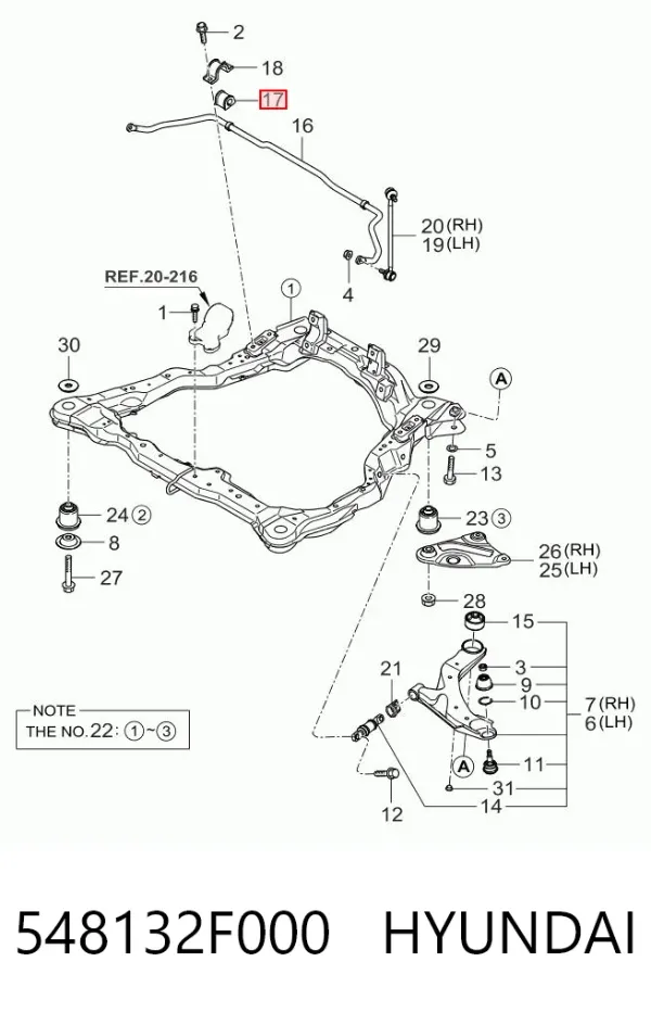 Buje de barra estabilizadora delantera 548132F000 Hyundai/Kia